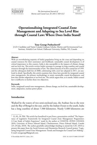 Operationalising Integrated Coastal Zone Management and Adapting to Sea Level Rise through Coastal Law: Where Does India Stand?
