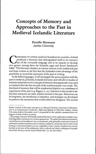Concept of Memory and Approaches to the Past in Medieval Icelandic Literature