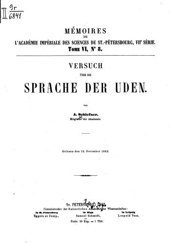 Versuch über die Sprache der Uden