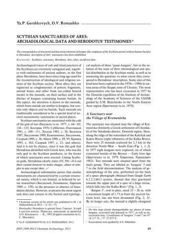 Scythian Sanctuaries of Ares: Archaeological Data and Herodotus' Testimonies