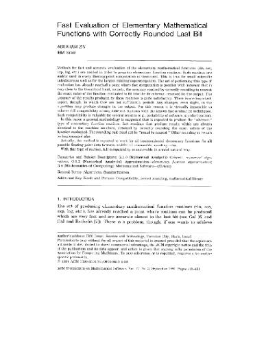 Fast evaluation of elementary functions with correct rounding