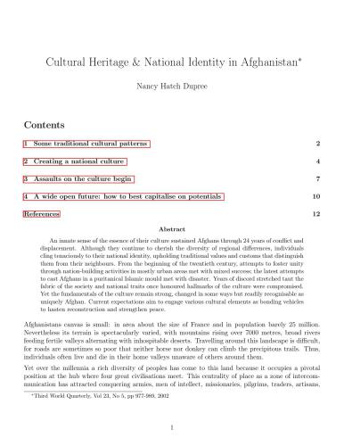 Cultural Heritage & National Identity in Afghanistan