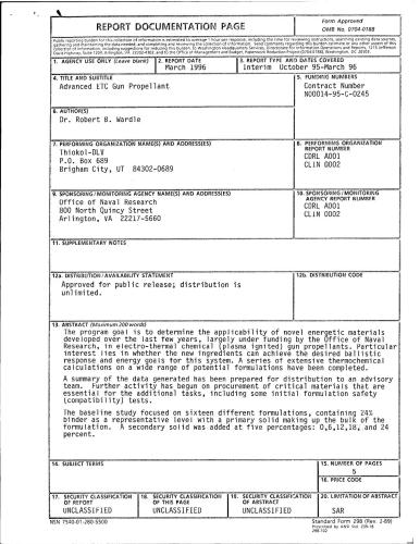 Advanced ETC gun propellant