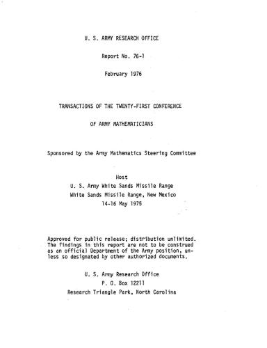 Transactions of the Twenty-First Conference of Army Mathematicians