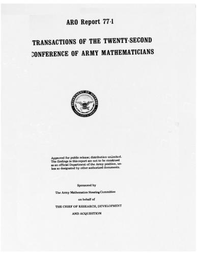 Transactions of the Twenty Second Conference of Army Mathematicians