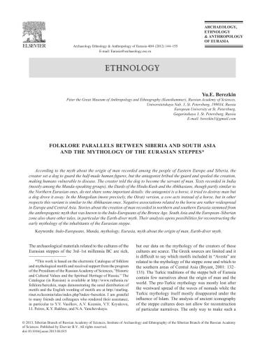 Folklore Parallels Between Siberia and South Asia and the Mythology of the Eurasian Steppes