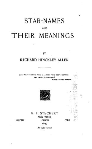 Star-Names and Their Meanings