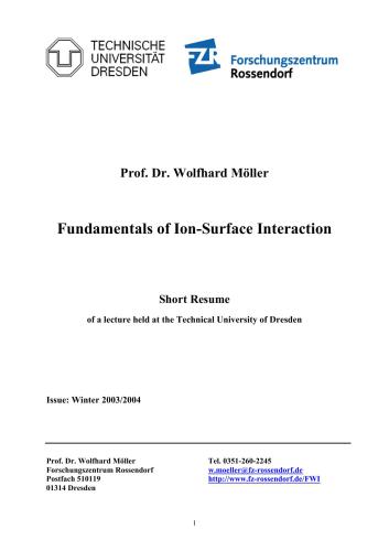 Fundamentals of Ion-Surface Interaction