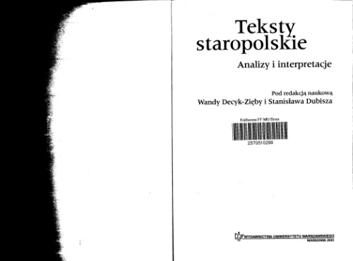 Teksty staropolskie: analizy i interpretacje