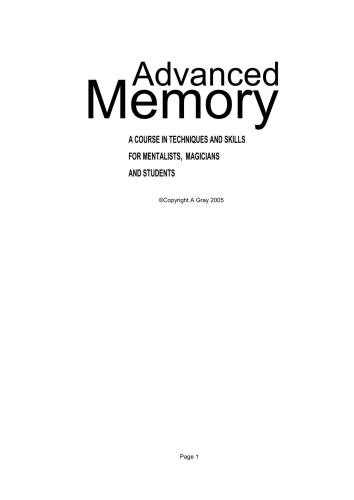 Advanced Memory Techniques by Andrew Gray