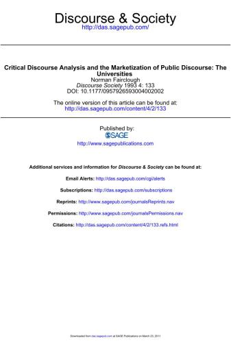 Critical Discourse Analysis and the Marketization of Public Discourse: The Universities