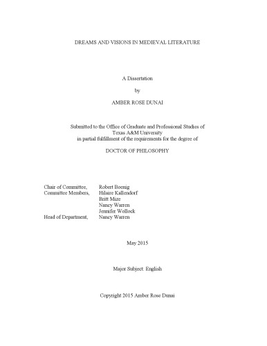Dreams and Visions in Medieval Literature [PhD thesis]