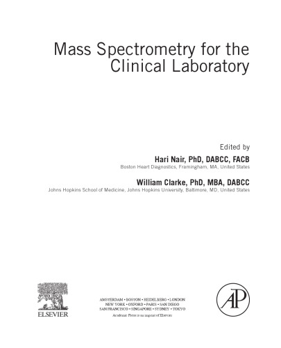 Mass Spectrometry for the Clinical Laboratory
