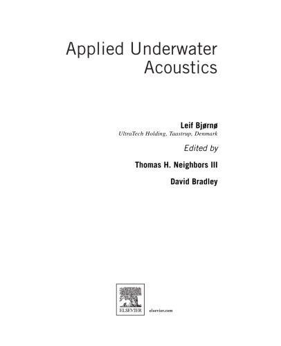 Applied Underwater Acoustics. Leif Bjørnø