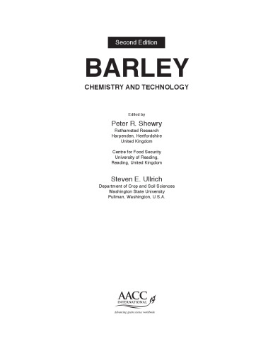 Barley. Chemistry and Technology. A volume in American Associate of Cereal Chemists International
