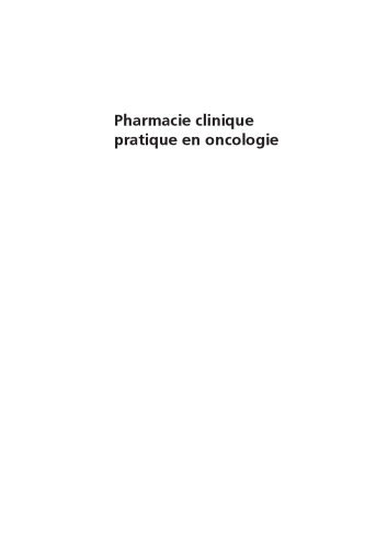 Pharmacie Clinique Pratique en Oncologie