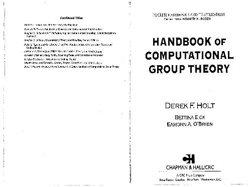 Handbook of Computational Gr Theory