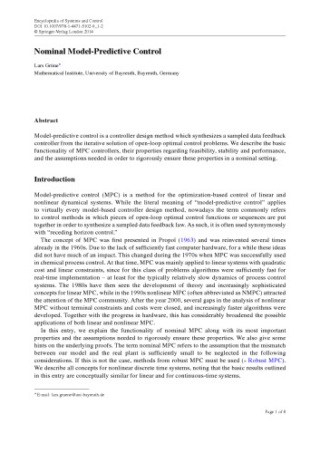 Encyclopedia of Systems and Control