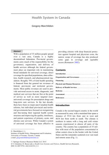 Health Care Systems and Policies