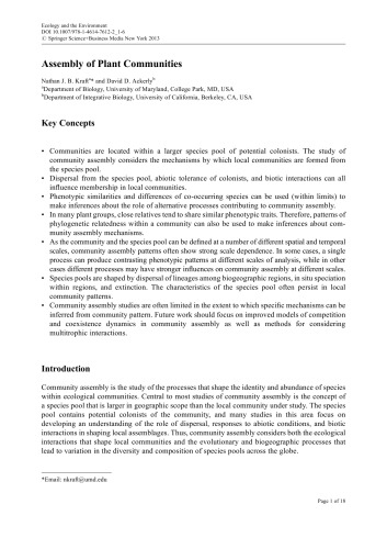 Ecology and the Environment