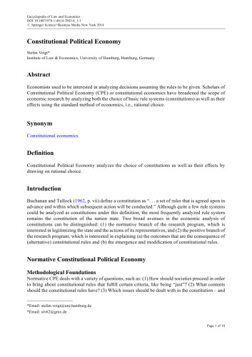 Encyclopedia of Law and Economics