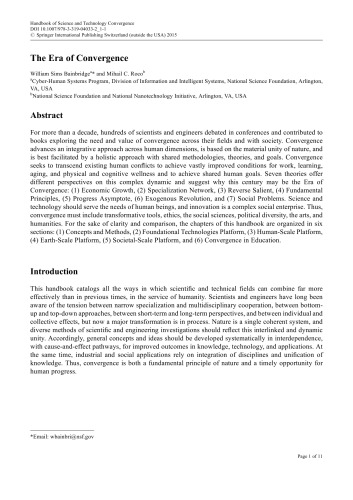 Handbook of Science and Technology Convergence