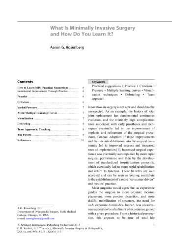 Minimally Invasive Surgery in Orthopedics