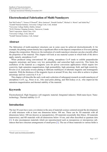Handbook of Nanoelectrochemistry: Electrochemical Synthesis Methods, Properties and Characterization Techniques