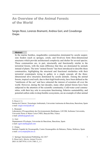 Marine Animal Forests: The Ecology of Benthic Biodiversity Hotspots