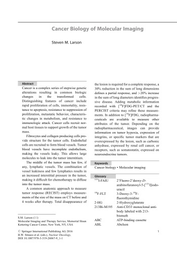 Nuclear Oncology: From Pathophysiology to Clinical Applications