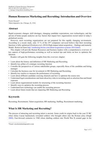 Handbook of Human Resources Management