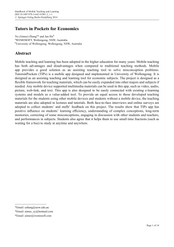 Handbook of Mobile Teaching and Learning