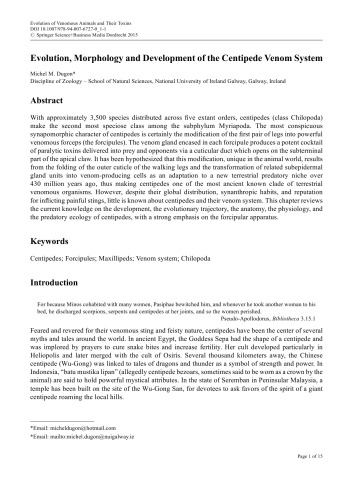Evolution of Venomous Animals and Their Toxins