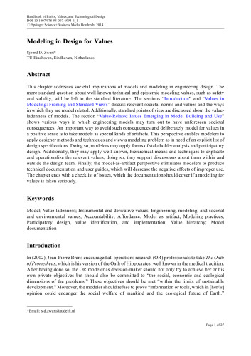 Handbook of Ethics, Values, and Technological Design: Sources, Theory, Values and Application Domains