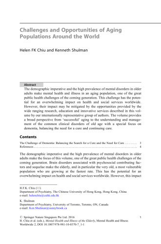 Mental Health and Illness of the Elderly