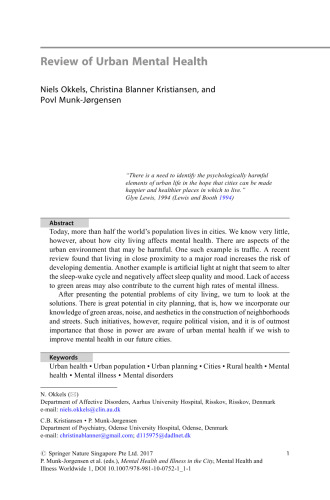 Mental Health and Illness in the City