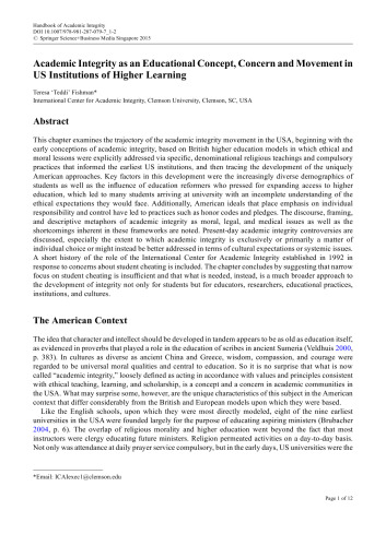 Handbook of Academic Integrity