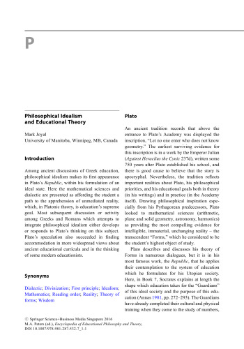 Encyclopedia of Educational Philosophy and Theory