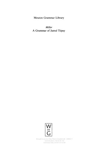 A grammar of Jamul Tiipay : Amy Miller