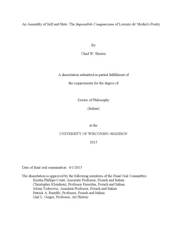 An Assembly of Self and State: The Impossibile Congiunzione of Lorenzo de’ Medici’s Poetry [thesis]