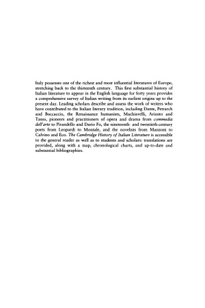 The Cambridge History of Italian Literature