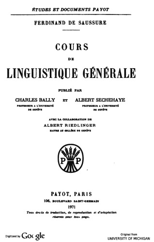 Cours de linguistique générale