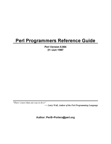 Perl Programmers Reference Guide Perl, Version 5.004, 21−Jun−1997