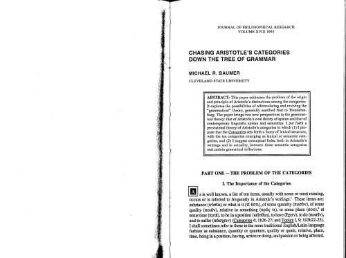 Chasing Aristotle’s categories down the tree of grammar