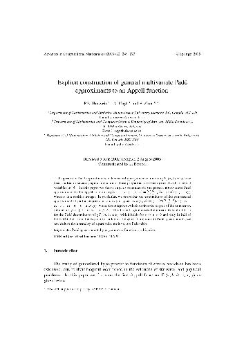 Explicit construction of multivariate Pade approximants to an Appell function