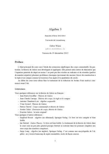 Algèbre 3 [Lecture notes]