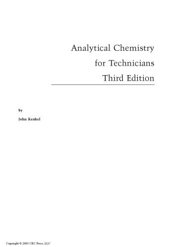 Analytical Chemistry for Technicians