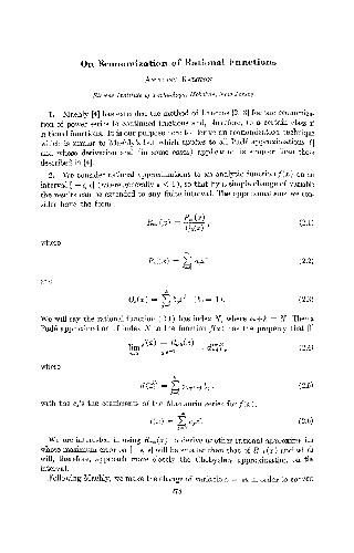 Economization of series by rational functions