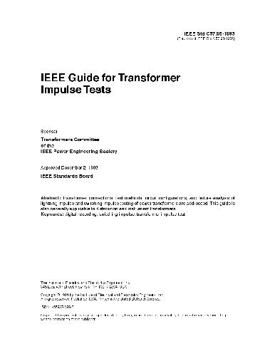 IEEE Guide for Transformer Impulse Tests (Ieee Std C57.98-1993)