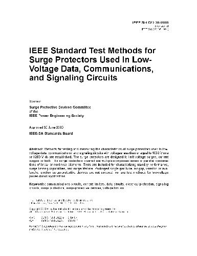 C62.36-2000 IEEE Standard Test Methods for Surge Protectors Used in Low-Voltage Data, Communications, and Signaling Circuits